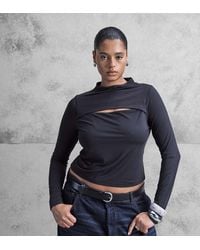 ASOS - Asos Design Curve Slinky Long Sleeve Top With Cut Out Detail - Lyst