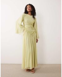 ASOS - Crinkle Chiffon Gathered Maxi Dress With Micro Ruffles - Lyst
