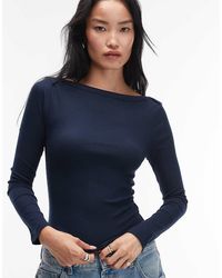 ASOS - Top De Manga Larga Con Cuello Barco Y Detalle De Ribetes De - Lyst