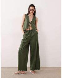 esmé studios - Tie Front Beach Pants With Cream Scallop Trim - Lyst