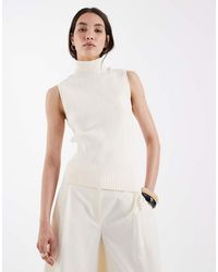 ASOS - Fine Knit High Neck Asymmetric Hem Top - Lyst