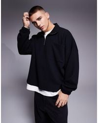 ASOS - – kastiges, geripptes oversize-sweatshirt aus schwerem material - Lyst
