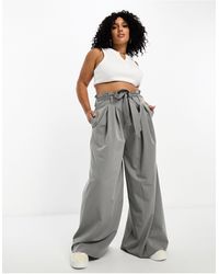 ASOS - Asos design curve - pantaloni a vita alta con cintura chiaro - Lyst