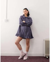 Reclaimed (vintage) - Aangerimpelde Geruite Mini-Jurk Met Peter Pan Kraagje - Lyst