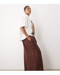 ASOS - Asos Design Curve Cotton Twill Wide Leg Trouser - Lyst
