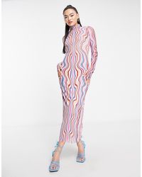AFRM - Shailene Turtleneck Long Sleeve Mesh Midi Dress - Lyst