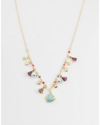 ASOS - Sea-life Charm Necklace With Beaded And Tassel Details - Lyst