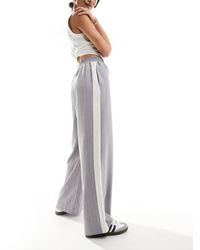 ASOS - Gestreepte Broek Met Contrasterend Paneel En Elastische Taille - Lyst