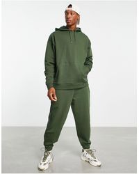 ASOS – oversize-trainingsanzug mit kapuzenpullover und jogginghose - Grün