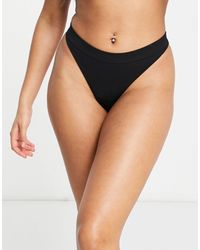 Weekday Cat Ribbed Lingerie Thong - Black