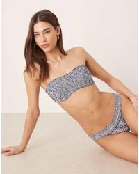 ASOS - Scarlet Stripe Shirred Bandeau Bikini Top - Lyst