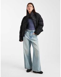 Miss Selfridge - Oversized Gewatteerd Cropped Puffer Jack Met Opstaande Boord - Lyst