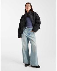Miss Selfridge - Oversized Quilted Funnel Neck Crop Puffer Jacket - Lyst