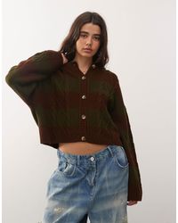 Collusion - Cable Stripe Knitted Cardi - Lyst