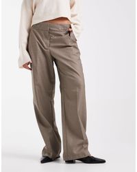 Vero Moda - Tailored Pleat Front Wide Leg Trouser With Adjustable Button Waist - Lyst