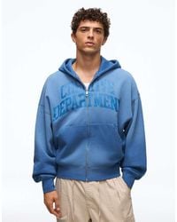 Bershka - Washed Printed Zip-through Hoodie - Lyst