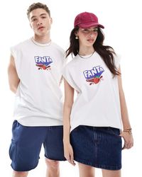 ASOS - Canotta Oversize Bianca Con Stampe "Fanta Strawberry's And Cream" Su Licenza - Lyst