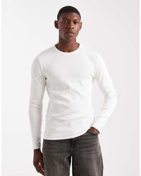New Look - Long Sleeve Muscle Fit Ribbed T-shirt - Lyst
