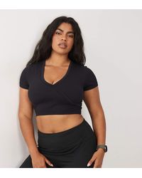 4505 - Curve Seamless Baby Rib Wrap Front Short Sleeve Top - Lyst