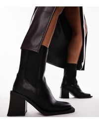TOPSHOP - Wide Fit Nisha Block Heeled Chelsea Boots - Lyst