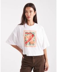 ONLY - Chilli Stamp Graphic Cropped T-shirt - Lyst