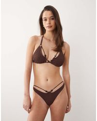ASOS - Fuller Bust Ruthie Textured Double Strap Triangle Bikini Top With Resin Bead Trim - Lyst