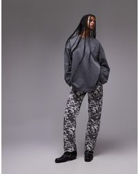 TOPSHOP - Pantalones De Pernera Recta Y Talle Bajo Con Estampado Efecto Piel De Poni De - Lyst