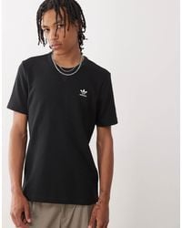 adidas Originals - Essentials - t-shirt gaufré à logo trèfle - /blanc - Lyst
