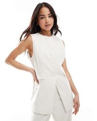 Pimkie - Linen Blend Tailored High Neck Button Through Waistcoat Co-ord - Lyst