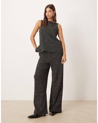 Vila - Pantalones Negros Efecto Purpurina De Pernera Ancha De Tejido Texturizado De (Parte De Un Conjunto) - Lyst