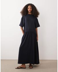 knee length dresses for ladies ASOS DESIGN 2 in 1 ponte t-shirt with cami midi lace slip dress in bla –  ASOS Sample Sale