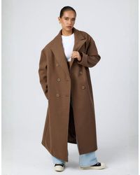 Aria Cove - Wool Look Formal Double Breasted Longline Maxi Coat - Lyst