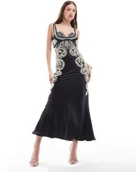 ASOS - – mit perlen verziertes maxikleid - Lyst