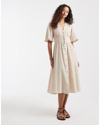 ONLY - Midi Overhemdjurk Met Linnenlook - Lyst