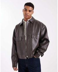 ASOS - Leather Look Coach Jacket - Lyst