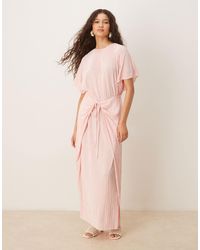 ASOS - Plisse Short Sleeve Wrap Tie Maxi Dress - Lyst