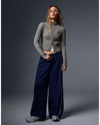 Bershka - Ribbed Knit Zip-up Cardigan - Lyst