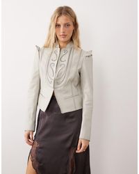 Urbancode - Fitted Military Style Jacket With Embroidery Detailing - Lyst