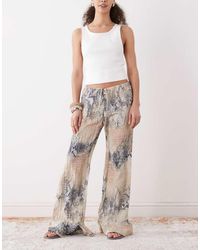 Monki - Crinkle Wide Leg Trousers - Lyst