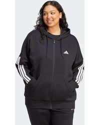 adidas Originals - Essentials 3-Stripes Full-Zip Fleece Hoodie (Plus Size) - Lyst