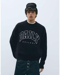 Bershka - Embroidered Waffle-Knit Jumper - Lyst