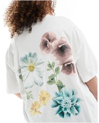 ASOS - Asos design curve - t-shirt vestibilità boyfriend bianca con stampa floreale sulla schiena - Lyst