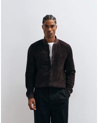 AllSaints - Morten Zip Through Suede Leather Bomber Jacket - Lyst