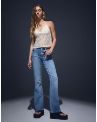 Bershka - Halter Neck Top With Lace And Sequins - Lyst