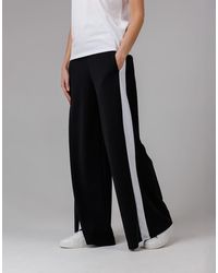 French Connection - Wide Leg Crepe Trousers With Leg Stripe - Lyst
