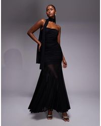 TFNC London - Bandeau Maxi Dress With Full Sheer Skirt And Scarf Detail - Lyst