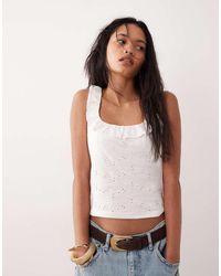 ASOS - Frill Detail Scoop Neck Broderie Vest - Lyst