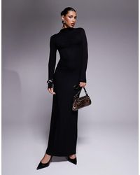 ASOS - High Neck Long Sleeve With Ruching Maxi Dress - Lyst