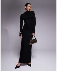 ASOS - High Neck Long Sleeve With Ruching Maxi Dress - Lyst