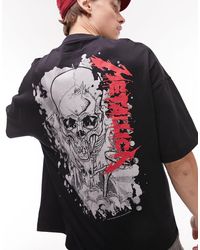TOPMAN – es extreme-oversize-t-shirt mit metallica-spritzen-print auf der vorder- und rückseite - Schwarz